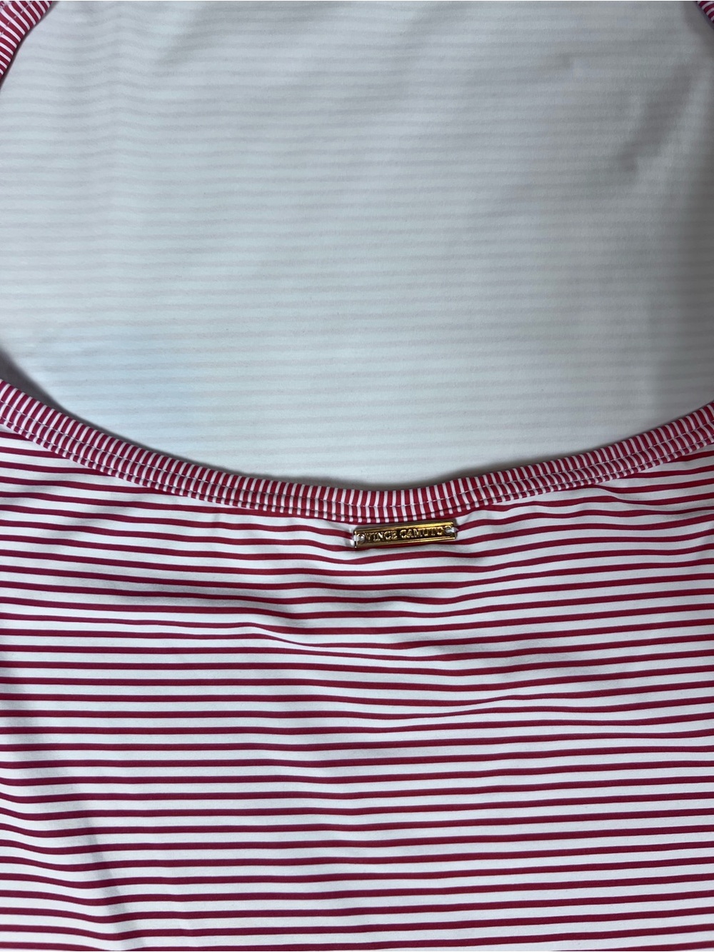 Vince Camuto Swim Dress Low Cut Back Red White Stripes Size Small - Picture 13 of 15